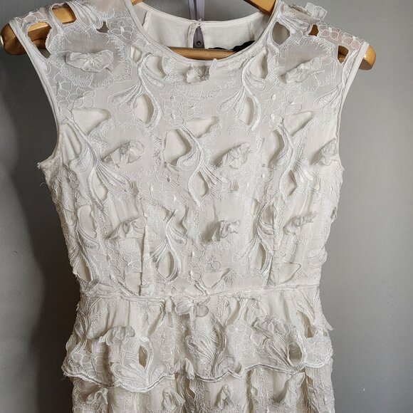 BCBG MAXAZRIA WOMEN'S SIZE SMALL SLEEVELESS WHITE COTTON COCKTAIL DRESS - Picture 6 of 6